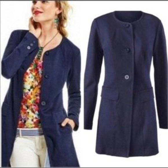 Cabi The Lido Cardigan Jacket Solid Navy Blue Long Sleeves Size S - Picture 3 of 11